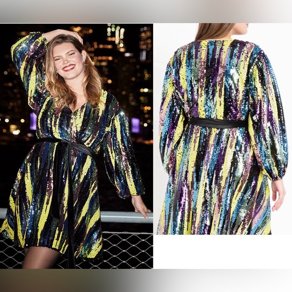 Eloquii Dresses & Skirts - ELOQUII SEQUINED WRAP DRESS Sz.26. SHOW STOPPER, FLATTERING ON ALL BODY TYPES